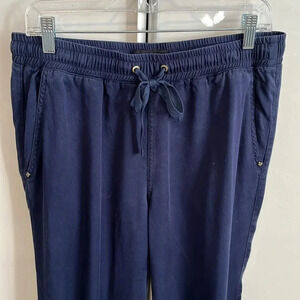 IVANKA TRUMP Navy Blue Lounge Pant Slip On Pockets Tie Waist, Size M